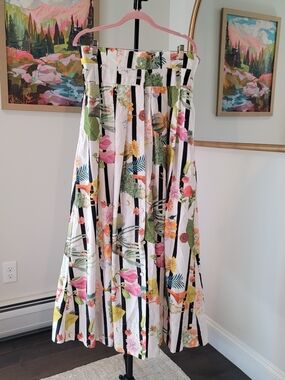 NWT Striped Floral Print Maxi Skirt GRACIA Boho Pockets Women's Size XL